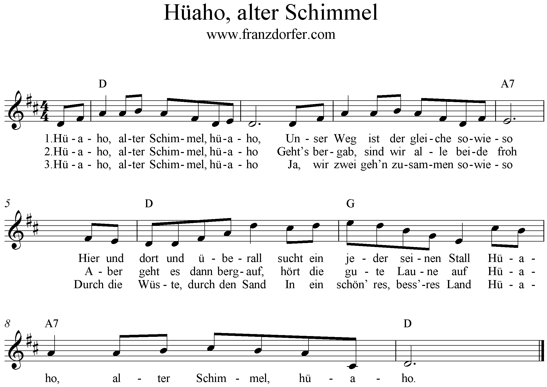 Noten Hüaho alter Schimmel